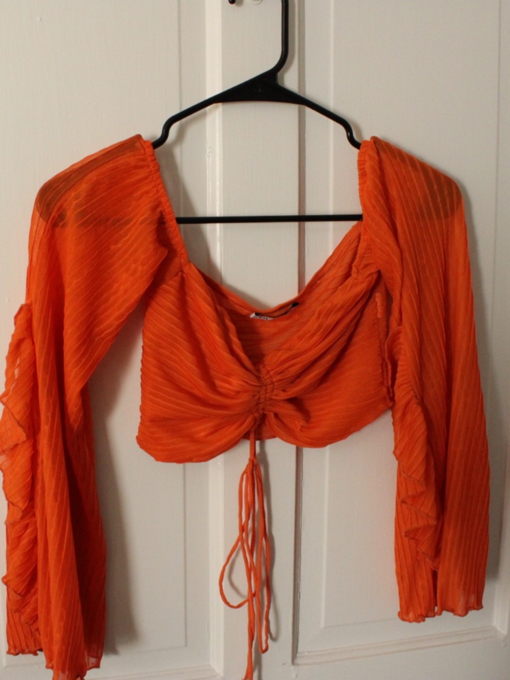 Orange Zara front tie top